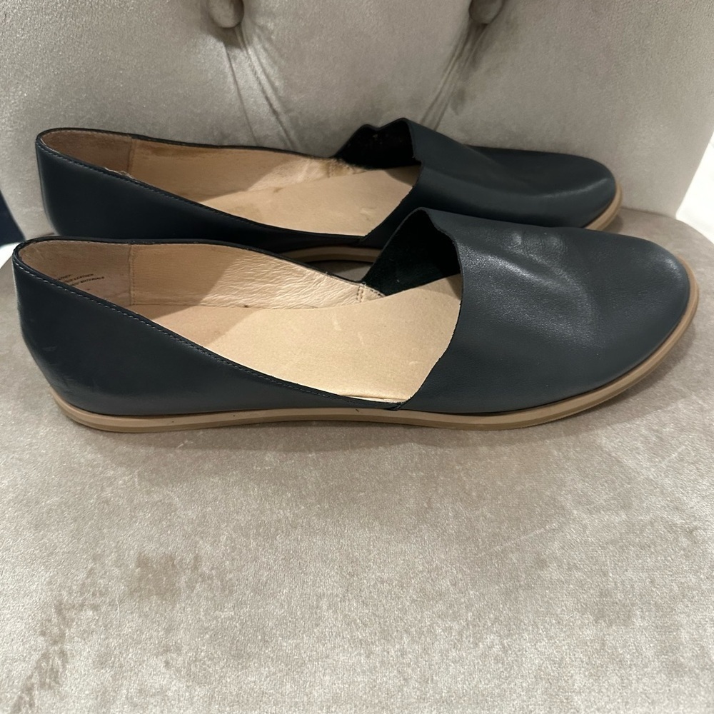 J. Jill Pure Jill Cutout D’Orsay Leather Flats Slip-On Shoes Navy Blue Size 11M